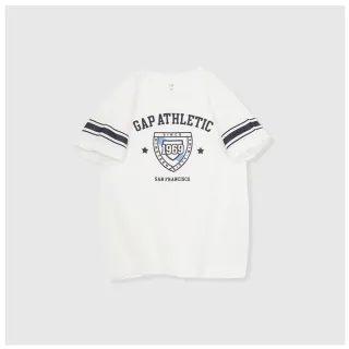 【GAP】男童裝 Logo純棉印花圓領短袖T恤-白色(890534)