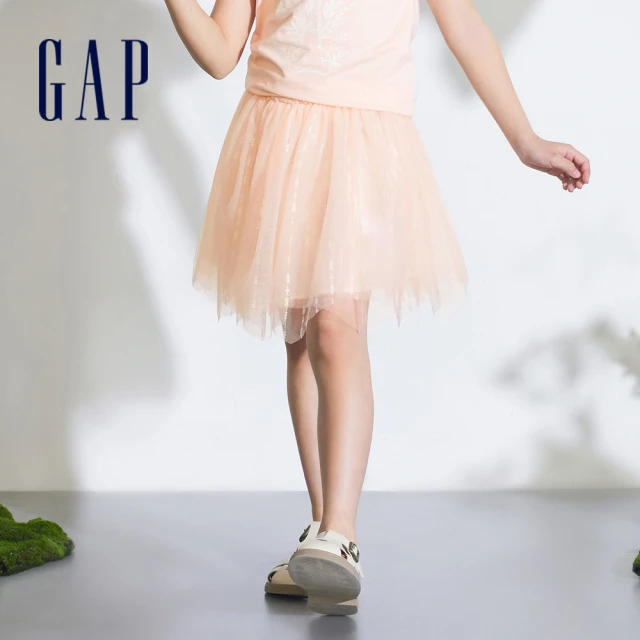 【GAP】女童裝 鬆緊短裙-橘黃色(890510)