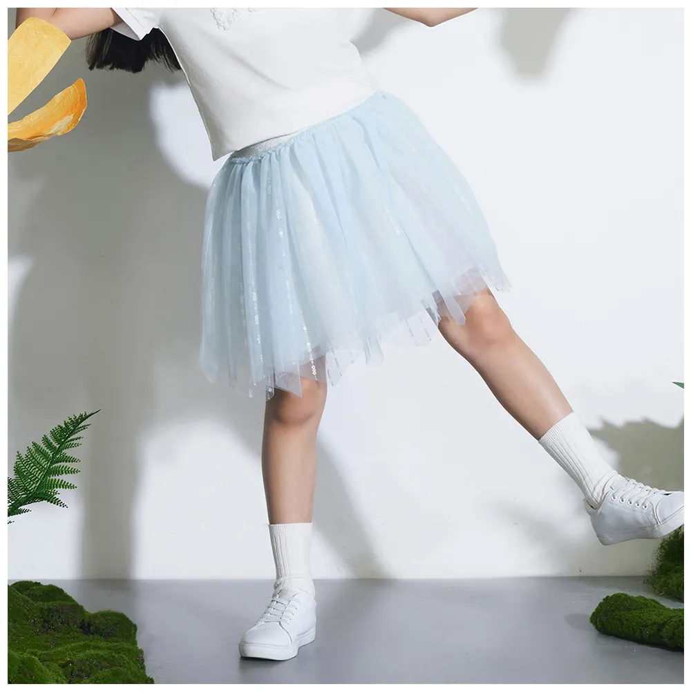 【GAP】女童裝 鬆緊短裙-天藍色(890510)