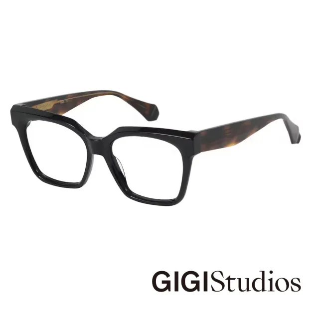 【GIGI Studios】時尚潮流粗方框光學眼鏡(黑 - ADELE-6747/1)