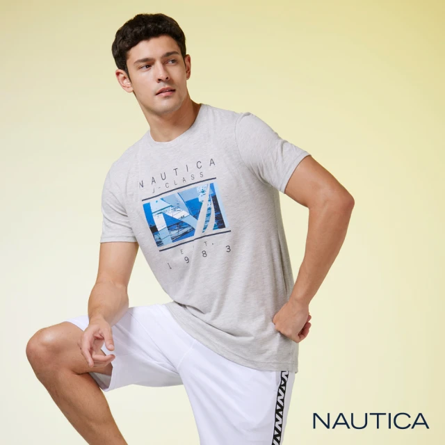 NAUTICANAUTICA 男裝 品牌個性印花短袖T恤(灰色)