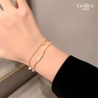 【Golicc】手鍊 ins風 復古雙層珍珠(618 七夕 情人節 生日 手環 手繩 首飾 飾品 禮物)