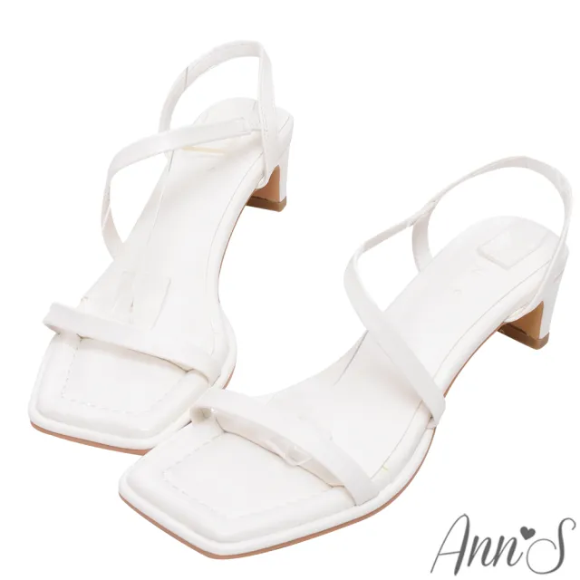 【Ann’S】美化腳版加圍邊-性感曲線拉帶扁跟方頭涼鞋4.5cm(白)