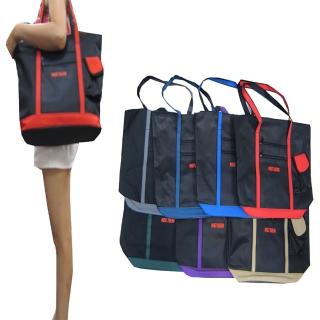 【SNOW.bagshop】托特包購物密合拉鍊主袋+外袋共四層硬式底板簡單袋提袋防水尼龍布臺灣製造大容量可A4資夾