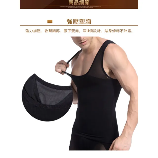 【Charmen】塑身衣 高機能強塑腰腹版背心 男性塑身衣(2色任選)