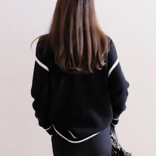 【ONEY 歐妮】★撞色仿羊毛感設計外套(針織/長袖/罩衫/女裝/上衣)