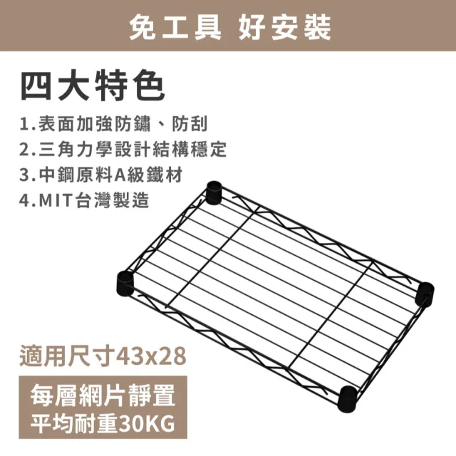 【KIWISH 奇意生活館】輕型43X28X90cm三層架 廚房隙縫架｜插管六分管徑(廚房收納/架子/層架/置物架/鐵架)