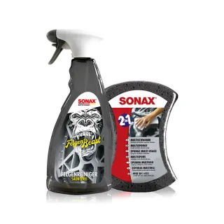 【SONAX】鋼圈魔獸+雙效洗車海綿(輪圈鐵粉.大容量包裝)