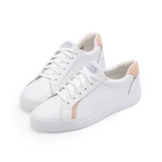 【Keds】PURSUIT 精緻時尚網球皮革運動鞋-粉白(9241W130453)