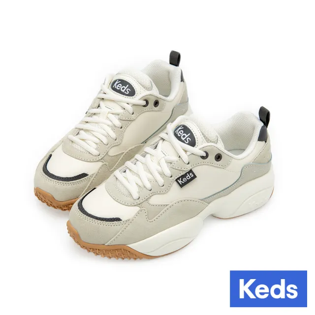【Keds】Bounce 復古寬楦厚底老爹鞋-白灰(9241W198050)