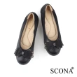 【SCONA 蘇格南】全真皮 華麗鑽飾楔型娃娃鞋(黑色 31215-1)