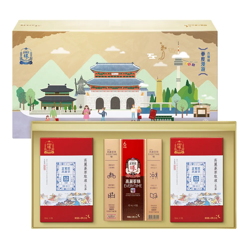 即期品【正官庄】蔘度漫遊-首爾禮盒(良萃10入+EVERYTIME秘 15入)