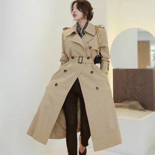 【Very Buy 非常勸敗】預購／韓系中長款風衣外套 女裝2023 chic設計高階感早春雙扣扣百搭
