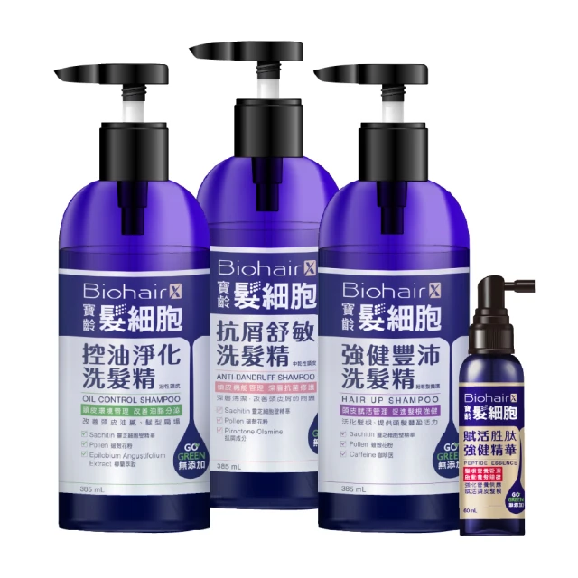 寶齡富錦 PBF 髮細胞BiohairX 頭皮淨化保養組-洗髮精+精華液(洗髮精385mlx1+頭皮精華液60mlx1)