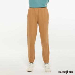 【Hang Ten】女裝-JOGGER FIT保暖內刷毛束口鬆緊抽繩休閑運動針織長褲(卡其)