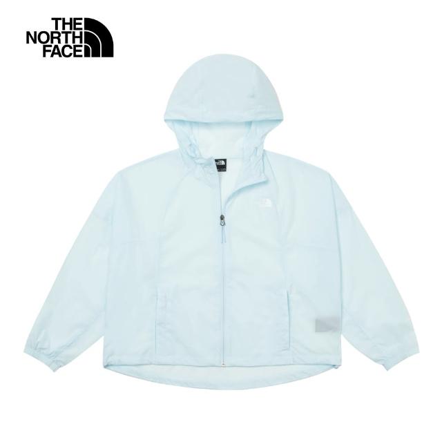 【The North Face 官方旗艦】北面女款藍UPF防曬舒適透氣休閒連帽外套｜7WBVO0R(抗UV)