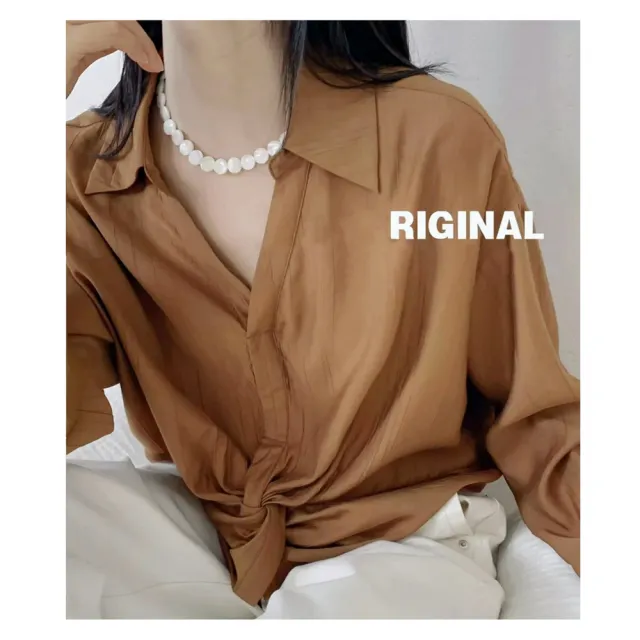 【R.NETS】雅芮絲 設計款Ｖ領下擺扭結襯衫