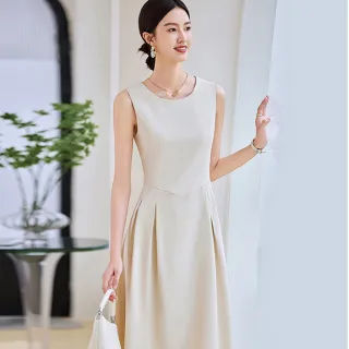 【BRIGA XXN24823】BRIGA XXN24823設計師款氣質女神範高端職業裝通勤無袖洋裝(XXN24823)