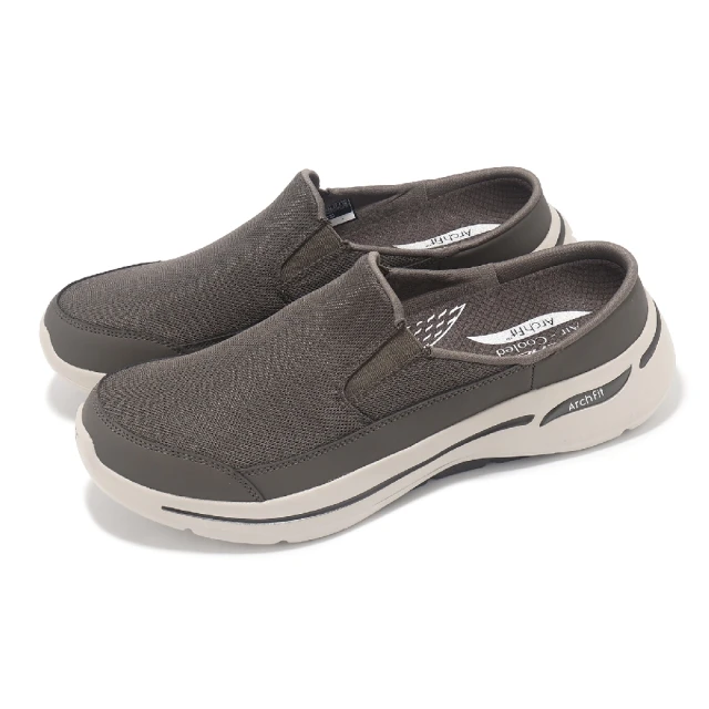 SKECHERS 休閒鞋 Go Walk Arch Fit-Leverage 男鞋 棕 透氣 支撐 穆勒鞋(216253-TPE)