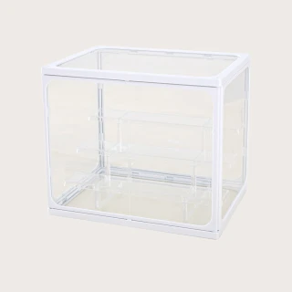 【FL 生活+】2入組-大型款-階梯式鋼化玻璃透明展示收納盒(模型/公仔/展示盒/收藏盒/置物盒/A-097*2)