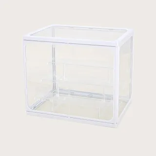 【FL 生活+】2入組-大型款-階梯式鋼化玻璃透明展示收納盒(附展示架-模型/公仔/ 扭蛋/展示盒/收藏/陳列)
