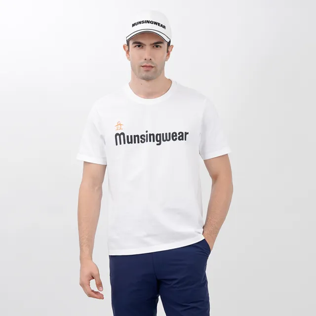 【Munsingwear】企鵝牌 男款白色印花純棉舒適短袖T恤 微落肩 MGTL2508