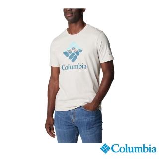 【Columbia 哥倫比亞 官方旗艦】男款-M Rapid RidgeLOGO有機棉短袖上衣-卡其(UAM04030KI/IS)