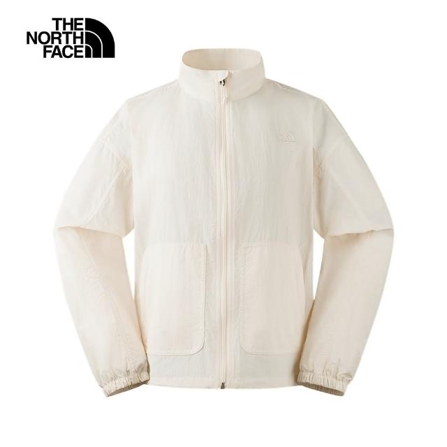 【The North Face 官方旗艦】北面女款米防風UPF防曬立領外套｜87WEQLI(抗UV)