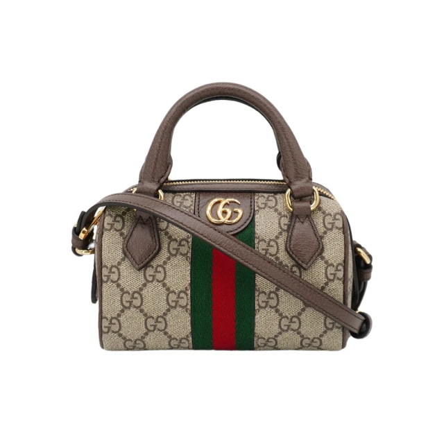 【GUCCI 古馳】Ophidia GG Mini Speedy 帆布二用包(781490-棕)