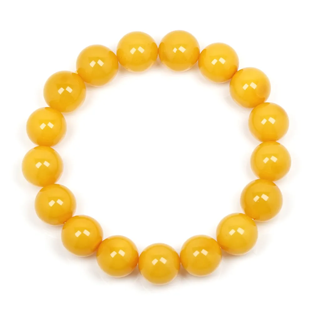 【正佳珠寶】老蜜蠟琥珀 頂級陽橙老蜜 12.3-12.8mm 老蜜蠟手珠｜日本彈力繩