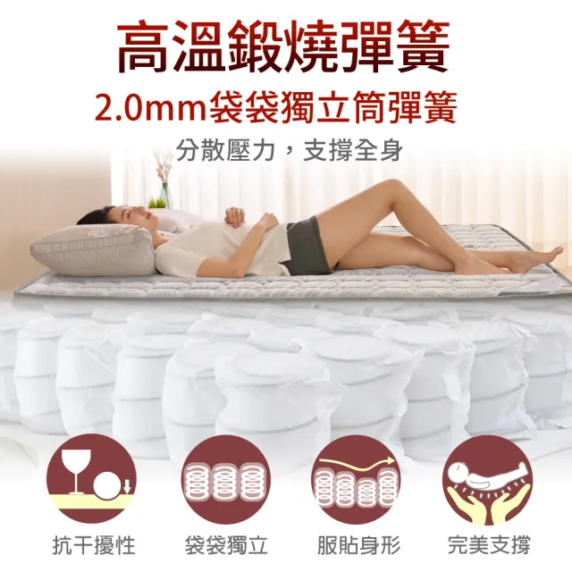 【LooCa】石墨烯遠紅外線獨立筒床墊-輕量型-雙人5尺(送石墨烯枕★破盤價)