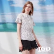 【IGD 英格麗】網路獨賣款-氣質小花卉蕾絲領上衣(白色)