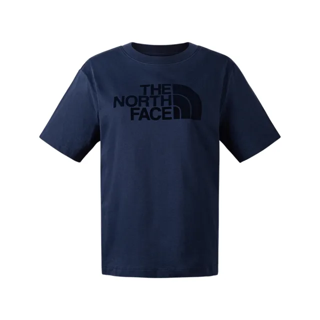 【The North Face 官方旗艦】北面女款藍色純棉舒適大尺寸LOGO印花短袖T恤｜88GE8K2