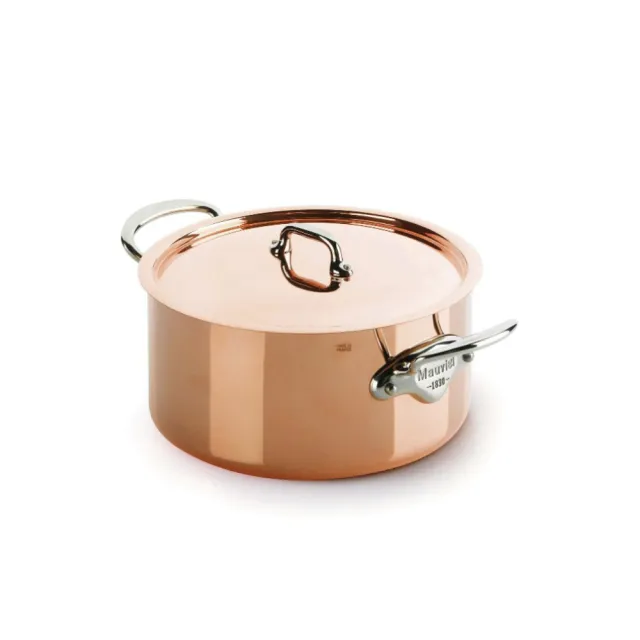 【Mauviel】150s銅雙耳高鍋24cm-附玻璃蓋(法國米其林專用銅鍋)