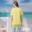【IGD 英格麗】網路獨賣款-老虎印圖蕾絲拼接長版棉T(黃色)