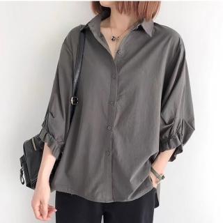 【LANNI 藍尼】★純色休閒寬鬆簡約襯衫(女裝/長袖/T恤/休閒)