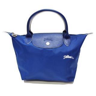 【LONGCHAMP】L1621619P24 LE PLIAGE CLUB 短把摺疊 手提刺繡水餃包 S號(藍色)