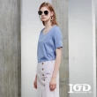 【IGD 英格麗】網路獨賣款-簡約純色U領造型袖上衣(紫色)