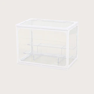 【FL 生活+】中型款-階梯式鋼化玻璃透明展示收納盒(附展示架-模型/公仔/ 扭蛋/展示盒/收藏/陳列/置物-S)