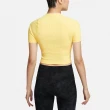【NIKE 耐吉】短袖 Zenvy Rib Croop 女款 黃 速乾 羅紋 短版 貼身 運動 瑜珈 短T(FN7468-722)