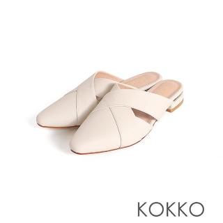 【KOKKO 集團】交叉編織感微寬楦穆勒鞋(白色)
