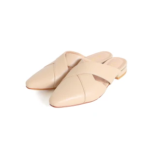 【KOKKO 集團】交叉編織感微寬楦穆勒鞋(裸膚色)