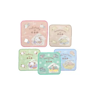 【小禮堂】Sanrio 三麗鷗 棉質手帕 20x20cm - 動作款 Kitty 布丁狗 雙子星 人魚漢頓(平輸品)