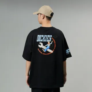 【Dickies】男女款黑色純棉背面大圖案印花休閒短袖T恤｜DK011540BLK