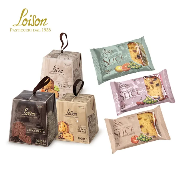 【Loison】義大利 Pandorino經典潘娜多妮蛋糕 禮盒+切片75g(聖誕蛋糕 禮盒 切片)
