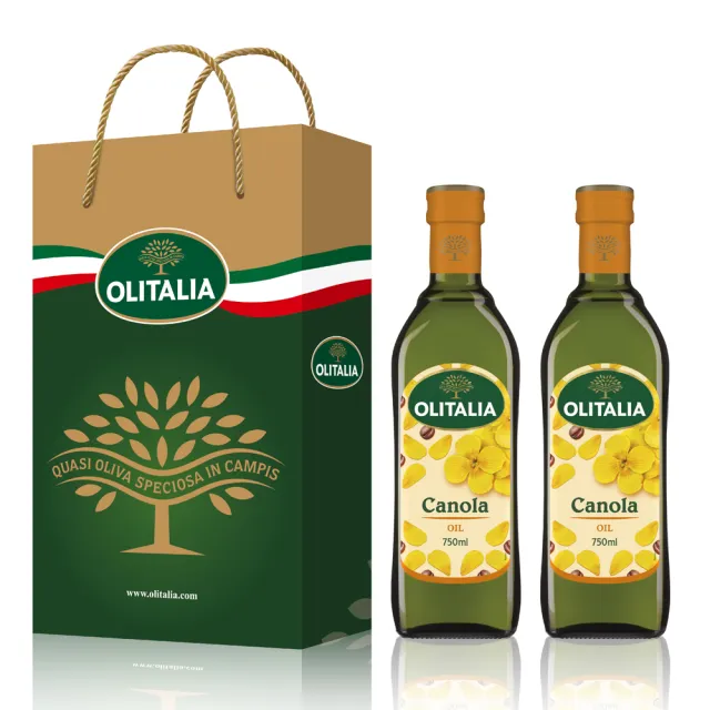【Olitalia 奧利塔】頂級芥花油x4+葵花油x2(750mlx6瓶-禮盒組)
