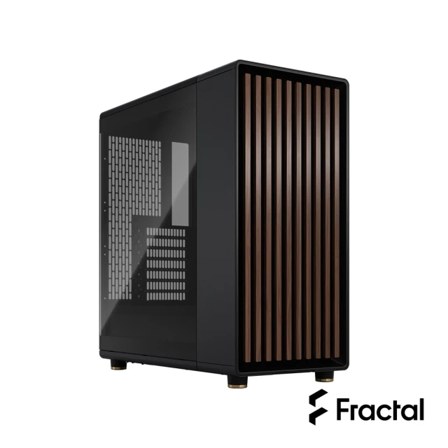 【Fractal Design】North XL Charcoal Black TG Dark 電腦機殼-胡桃木/黑(限量首賣加碼送FD風扇)