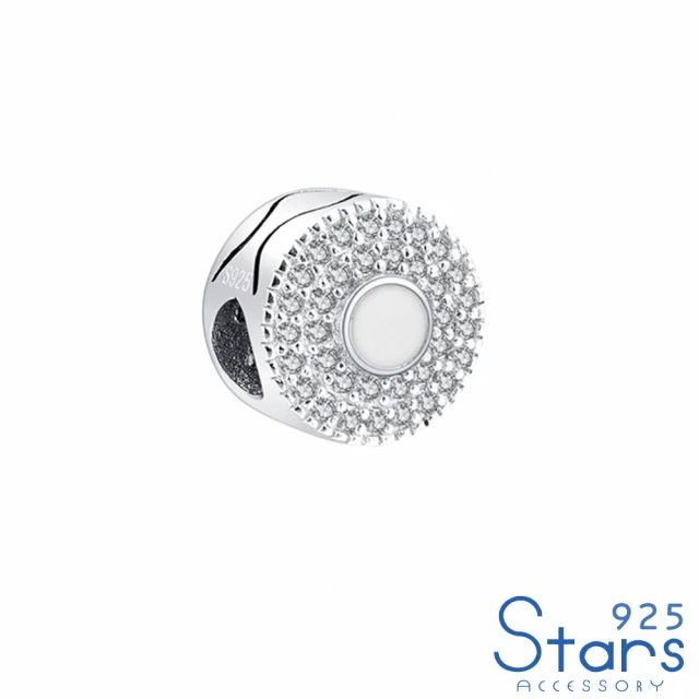 925 STARS 純銀925個性黑鋯石鑲嵌貝殼造型耳環(純