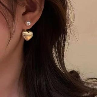 【KARAT】天然愛心拉絲款 珍珠耳環