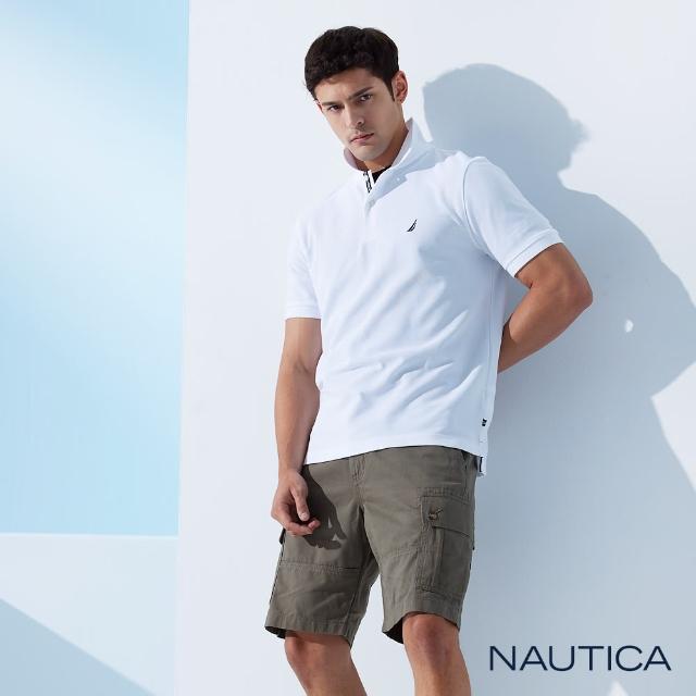 【NAUTICA】男裝 素色質感透氣短袖POLO衫(白色)